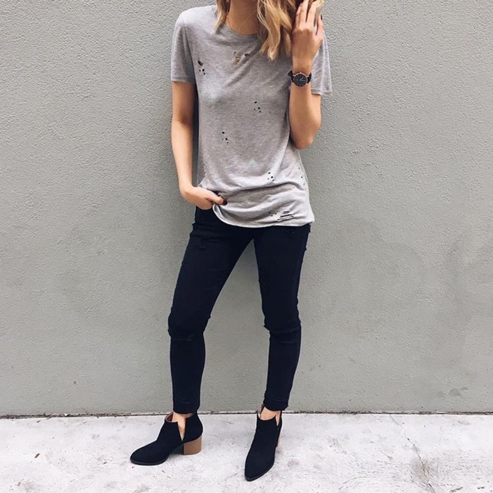 Black Booties With Side Slit